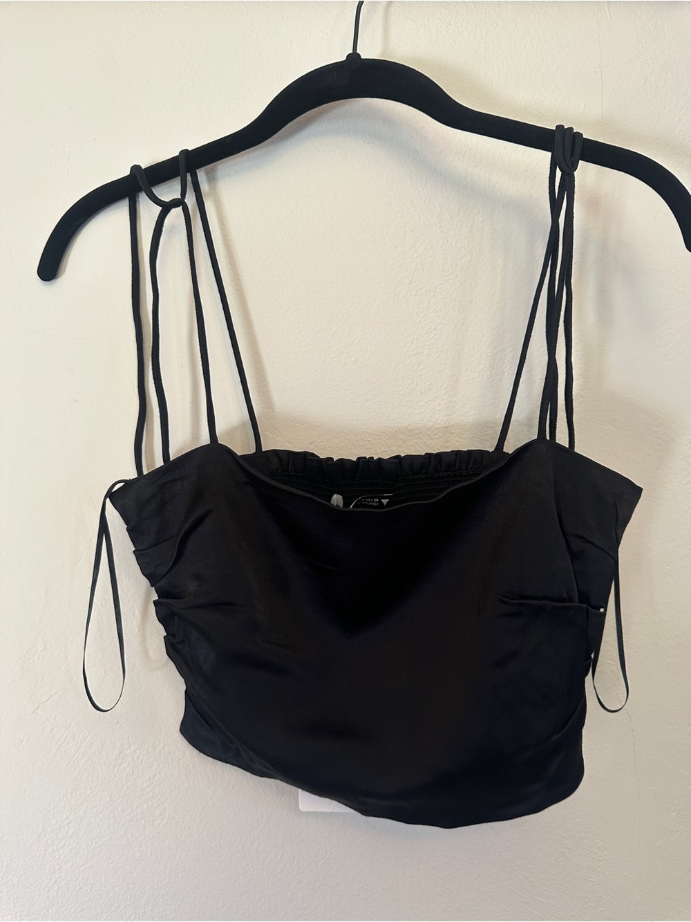 Zara Black Satin Tie-Strap Corset Top – NWT SMALL